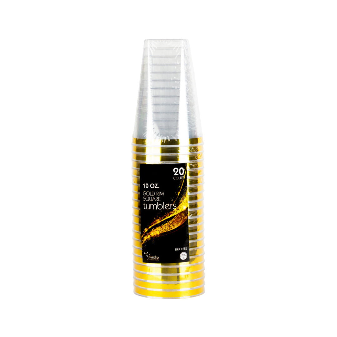 SIMCHA 10 OZ SQUARE GOLD RIM TUMBLERS