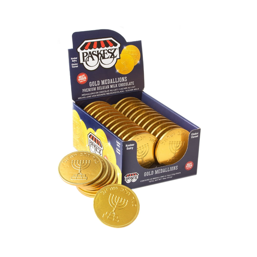 PASKES'Z CHANUKAH MILK GOLD MEDALLIONS