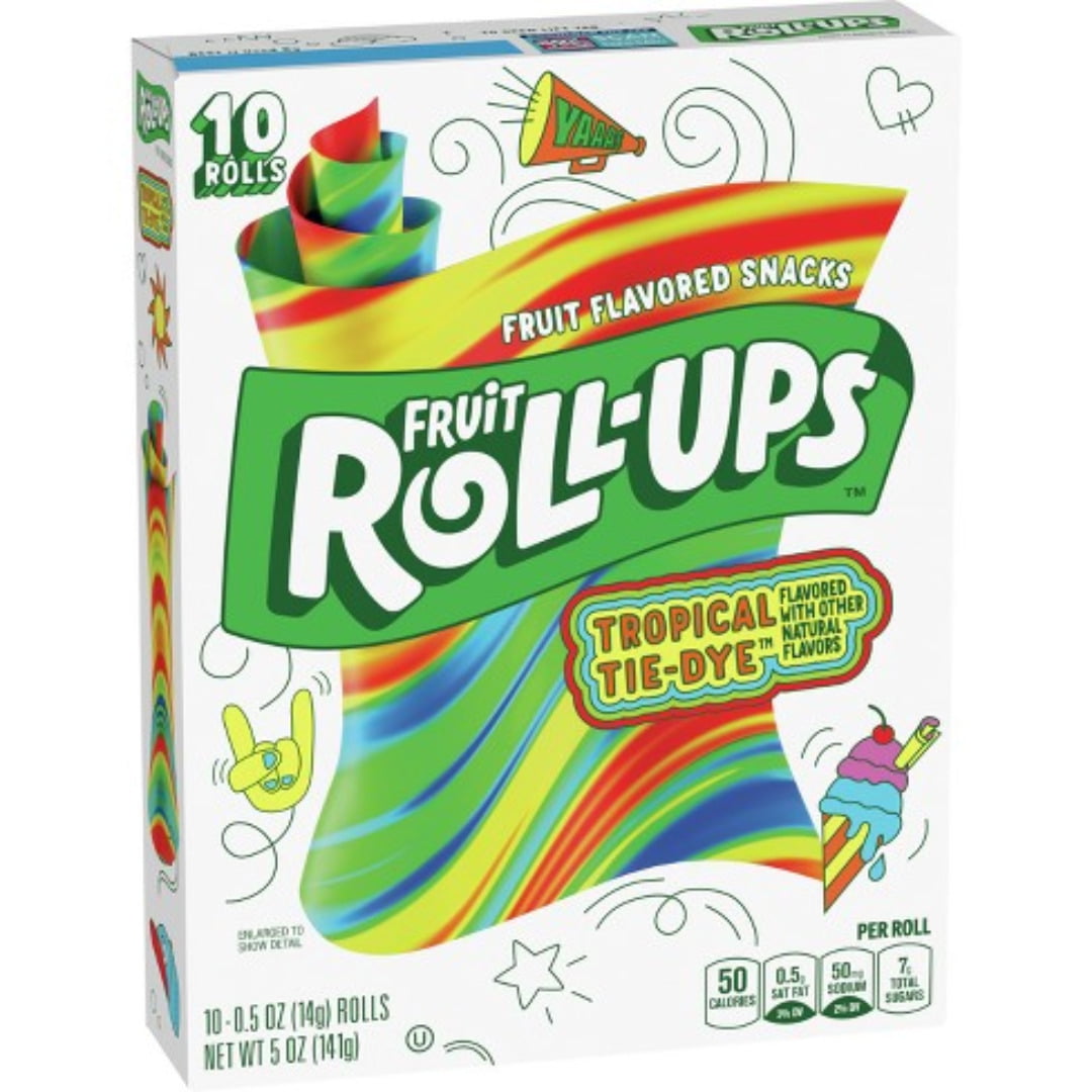 BETTY CROCKER FRUIT ROLL UPS TROPICAL TIE-DYE