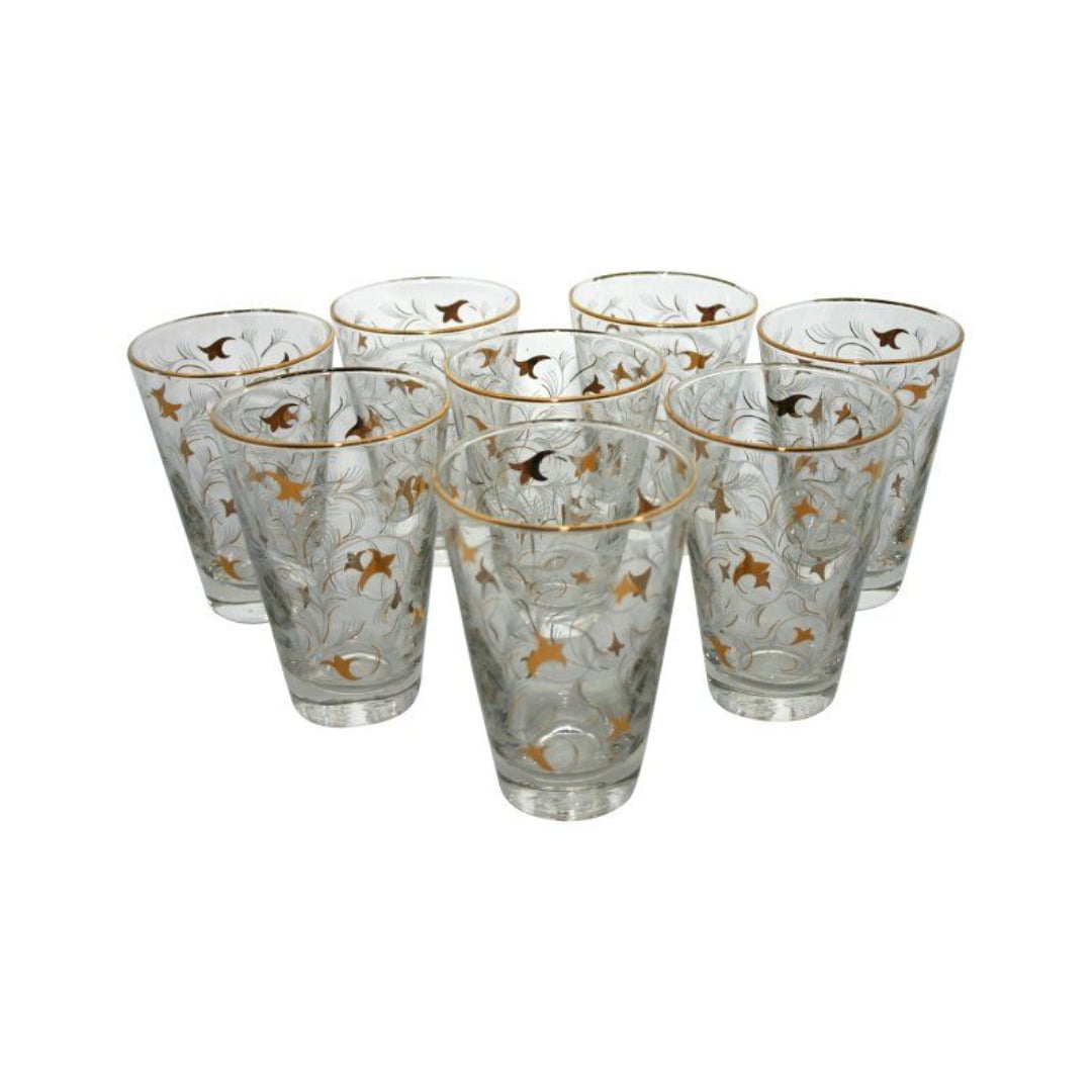 SIMCHA COLLECTION TUMBLERS GOLD RIM 8 OZ