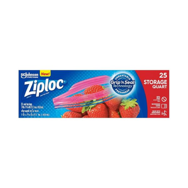 ZIPLOC STORAGE BAGS QUART SIZE