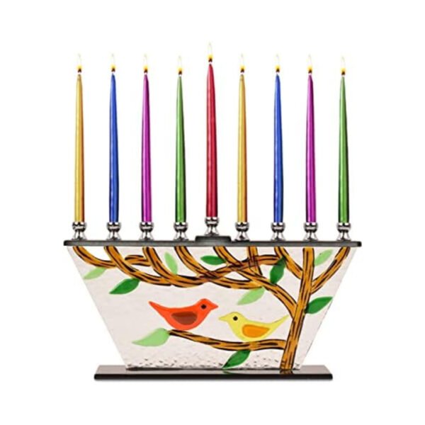 CANDLE MENORAH WITH PAINTING