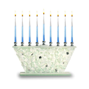 PAINTED MENORAH BASE W GLASS